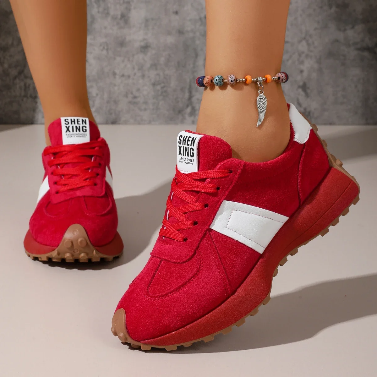 Running Shoes - รองเท้าผ้าใบผู้หญิงรุ่นใหม่ปี 2026 แฟชั่นหรูหราคุณภาพสูง รองเท้าผูกเชือก รองเท้าลำลองอเนกประสงค์ พื้นหนา