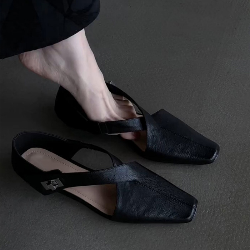 รองเท้าส้นเตี้ยหนังวินเทจแบบส้ - Sandals บทวิจารณ์และราคา